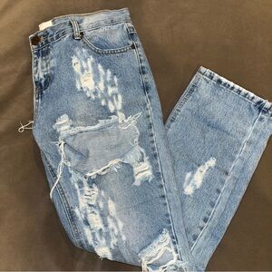 One Teaspoon Light Blue Distressed Jeans